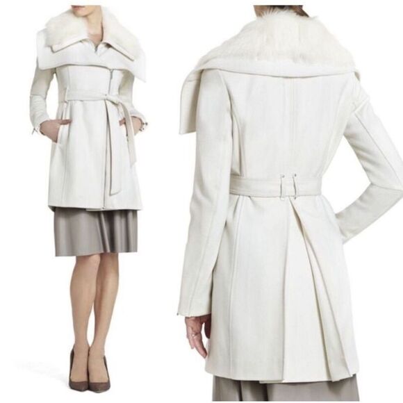 BCBG Victoria Pea Coat Removable Lambskin Hood Jacket - Picture 9 of 10